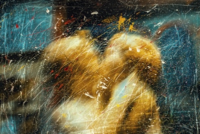 An abstract blue-toned film poster with symbolic imagery of loss and hope intertwined.