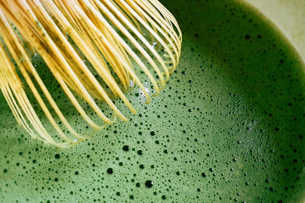 Bamboo whisk in matcha