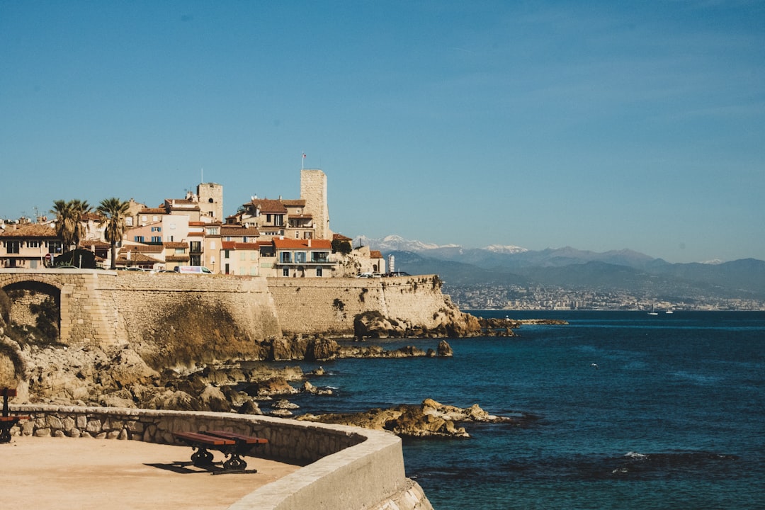 Panoramic view at the French Riviera coast from Antibes. 