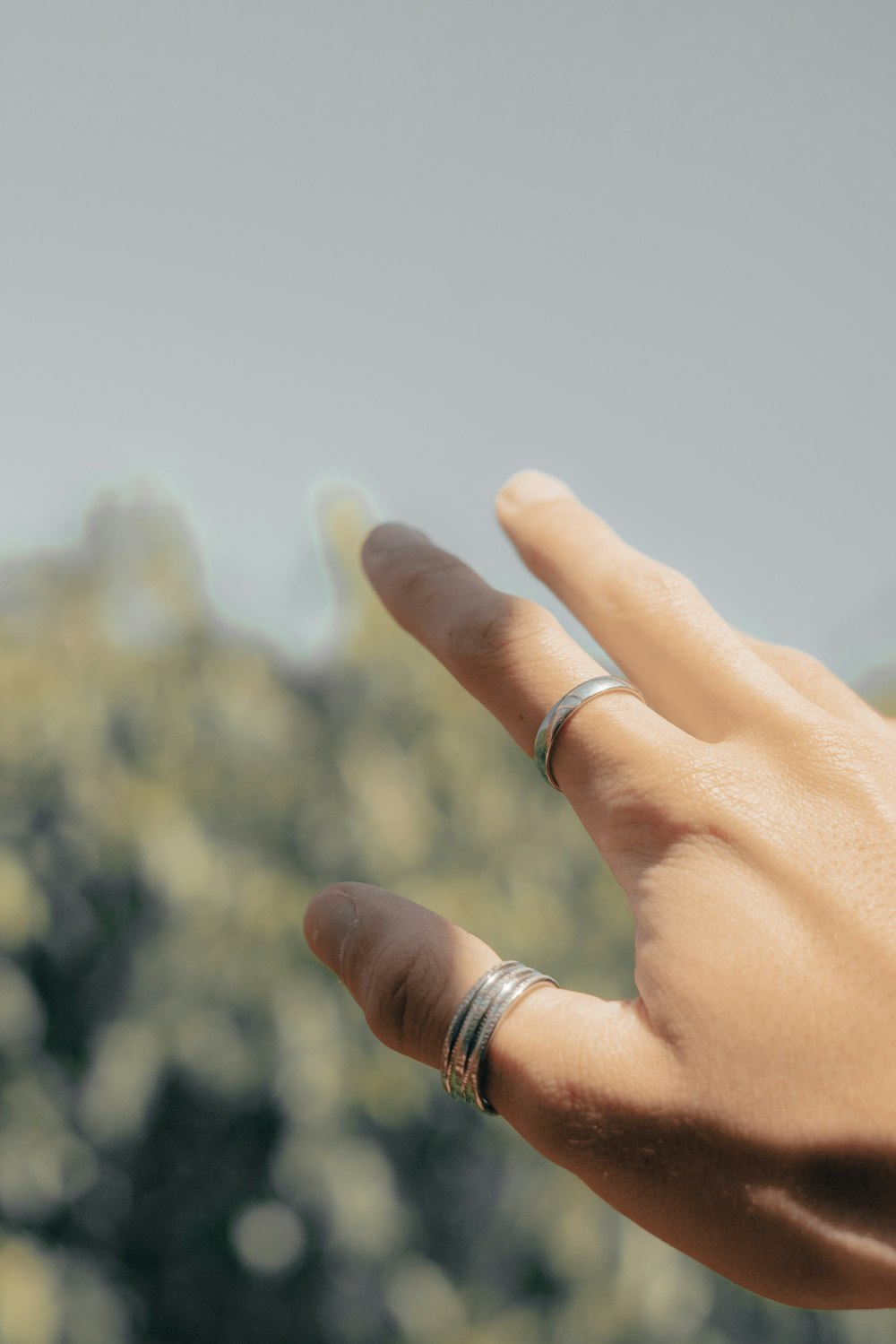 person wearing silver ring and gold ring