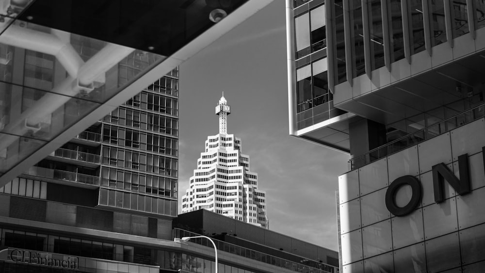 grayscale photo of high rise building