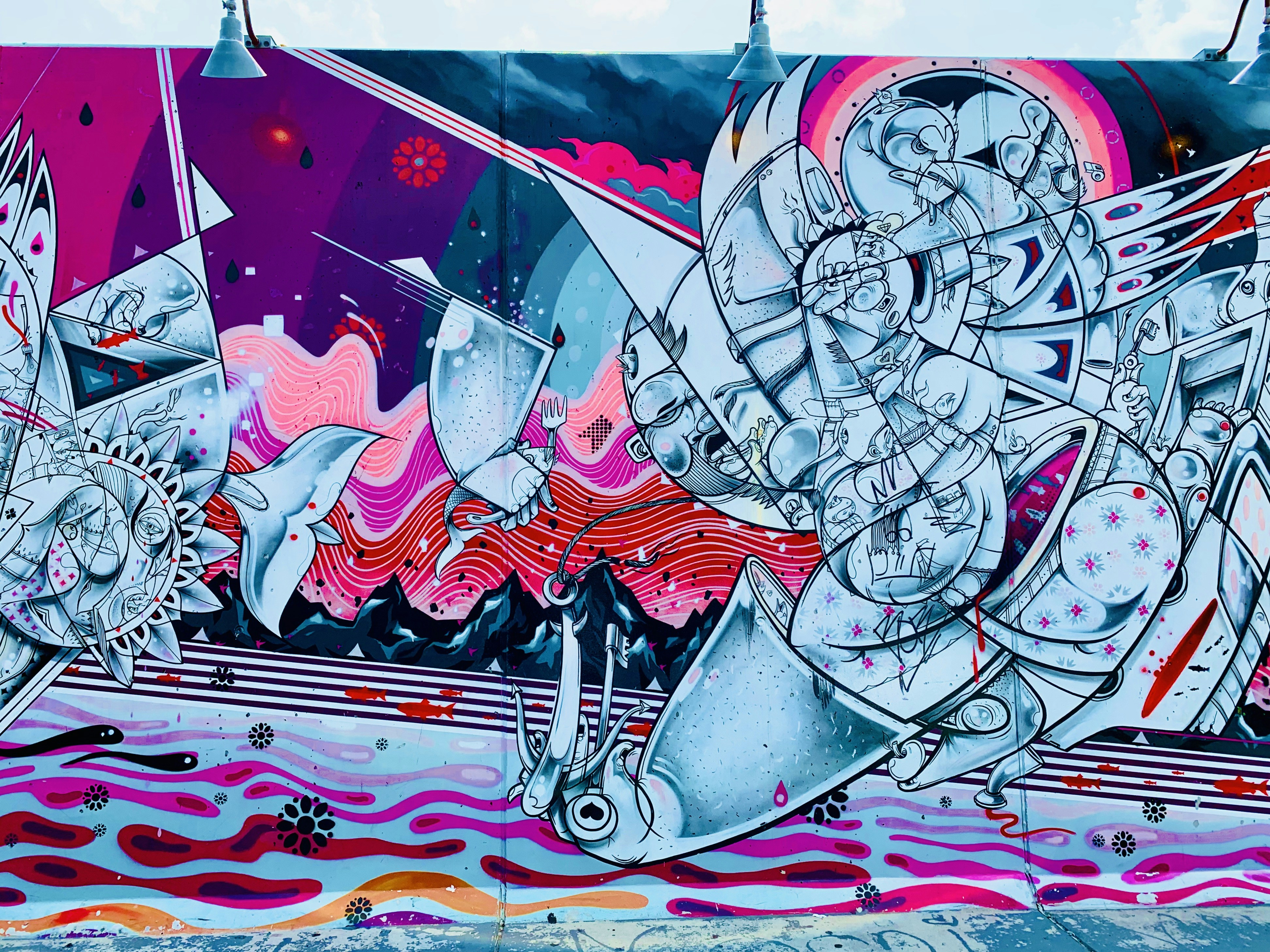 white and red floral textile