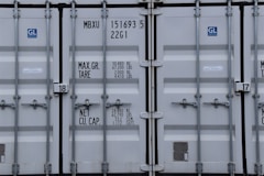 blue and white metal locker