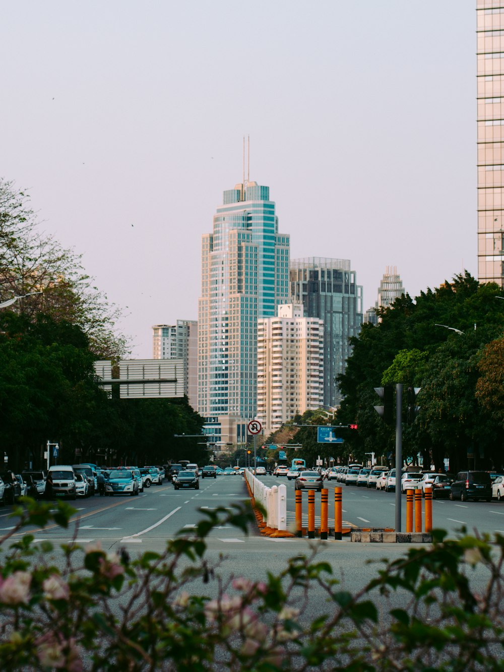 cars on road near high rise buildings during daytime