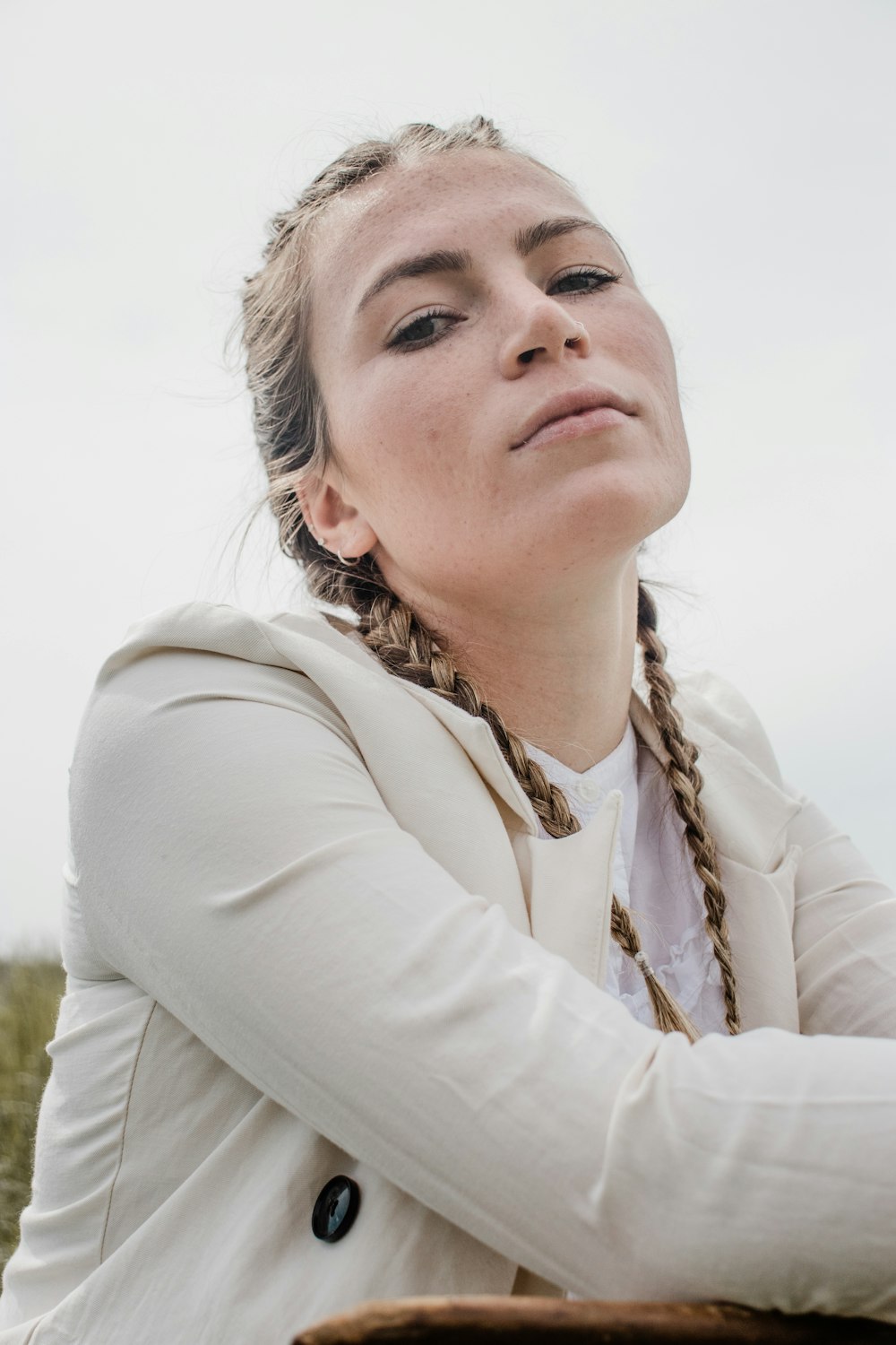 woman in white long sleeve shirt