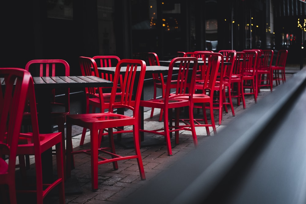 red chairs on a restaurant