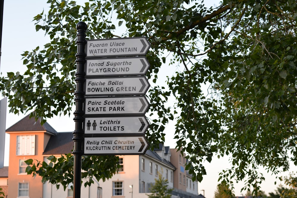 black and white street sign