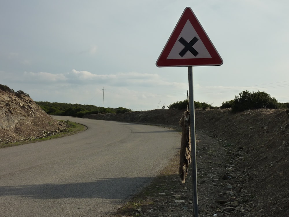 red and white road sign