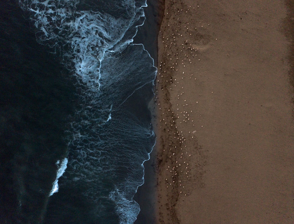 aerial view of ocean waves