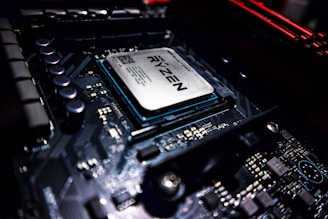 a close up of a computer mother board