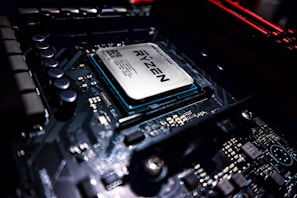 a close up of a computer mother board
