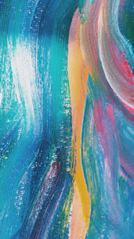 yellow blue and pink abstract painting