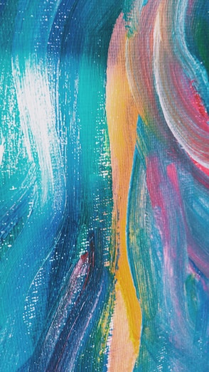 yellow blue and pink abstract painting