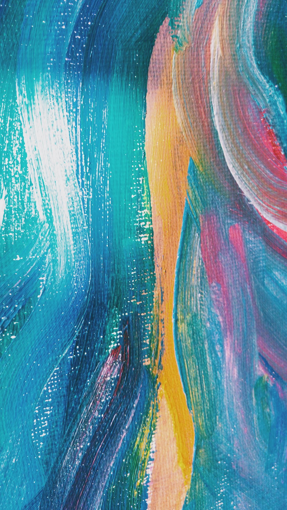 yellow blue and pink abstract painting