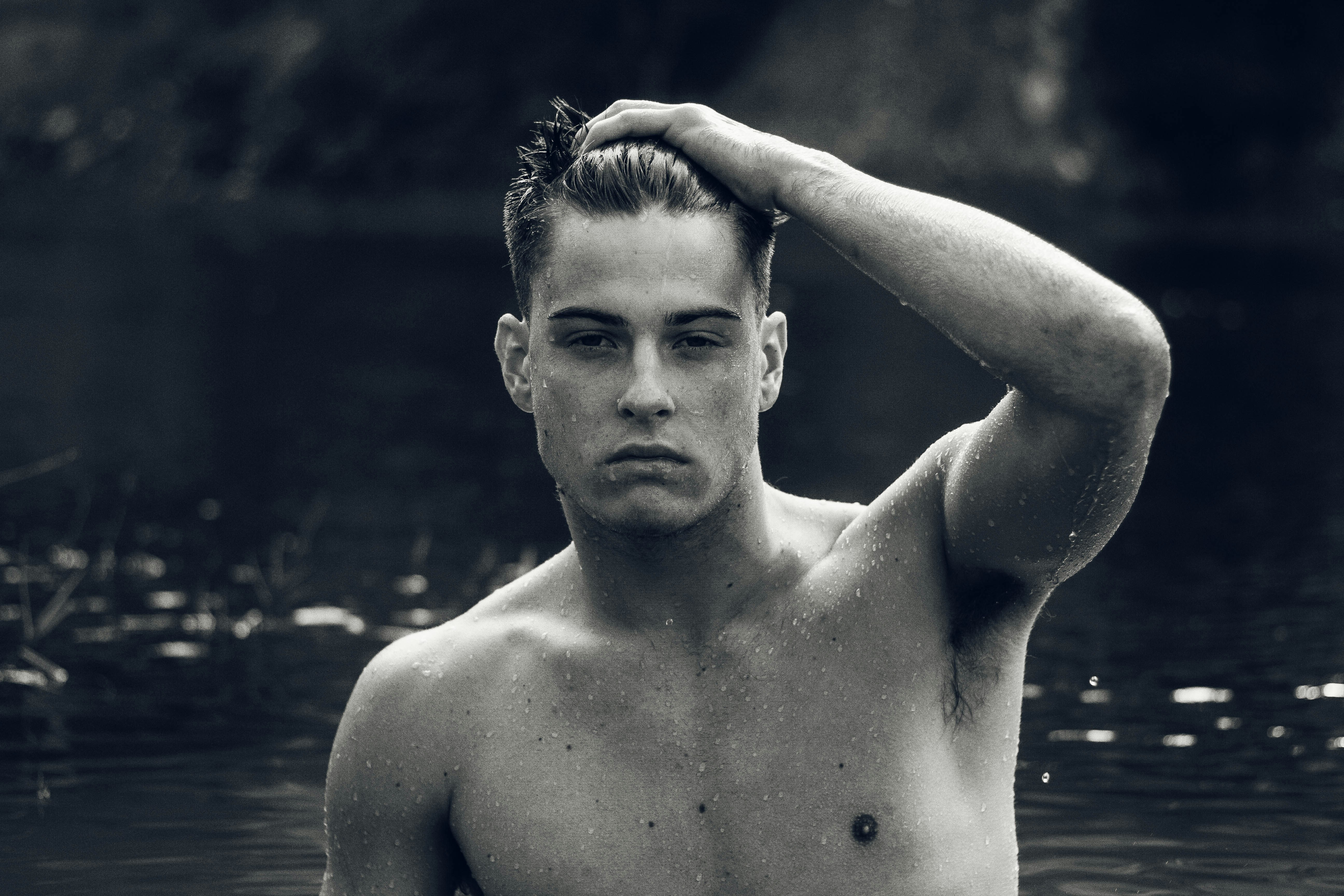 man swimming in water