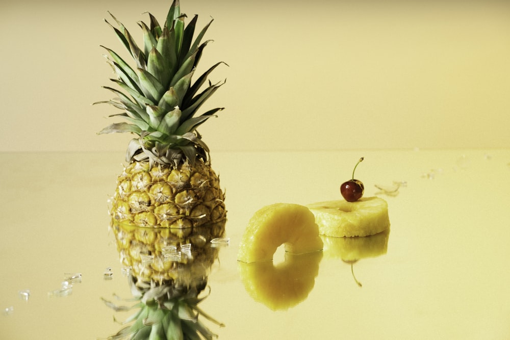 pineapple fruit with red apple fruit