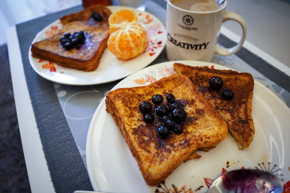 toasted bread with black beans on white ceramic plate