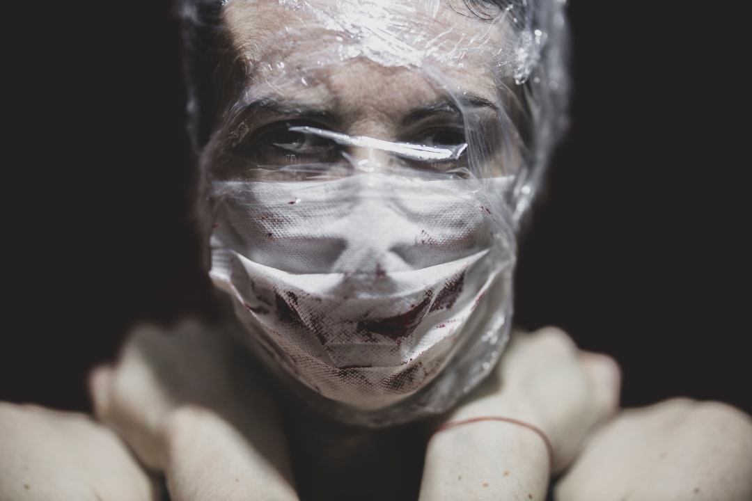 person with white powder on face