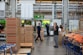 man in gray shirt standing beside brown cardboard boxes