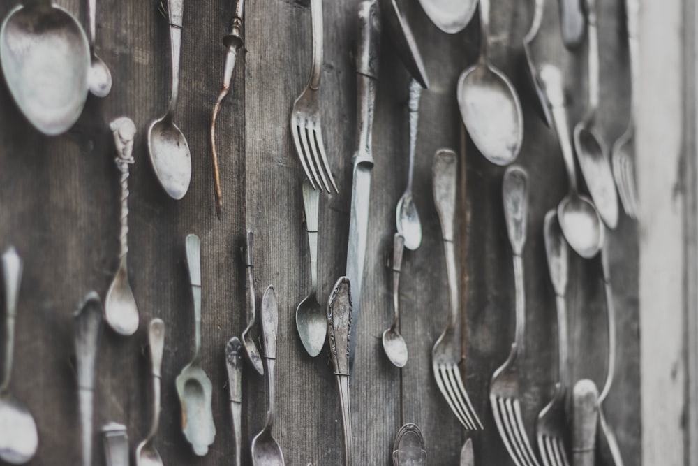 stainless steel spoons and fork