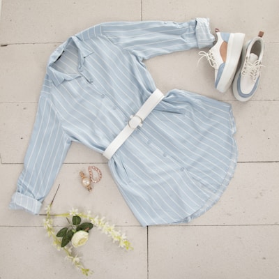 blue and white striped long sleeve shirt