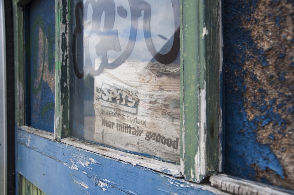 blue and white wooden door