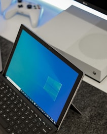 black and silver laptop computer