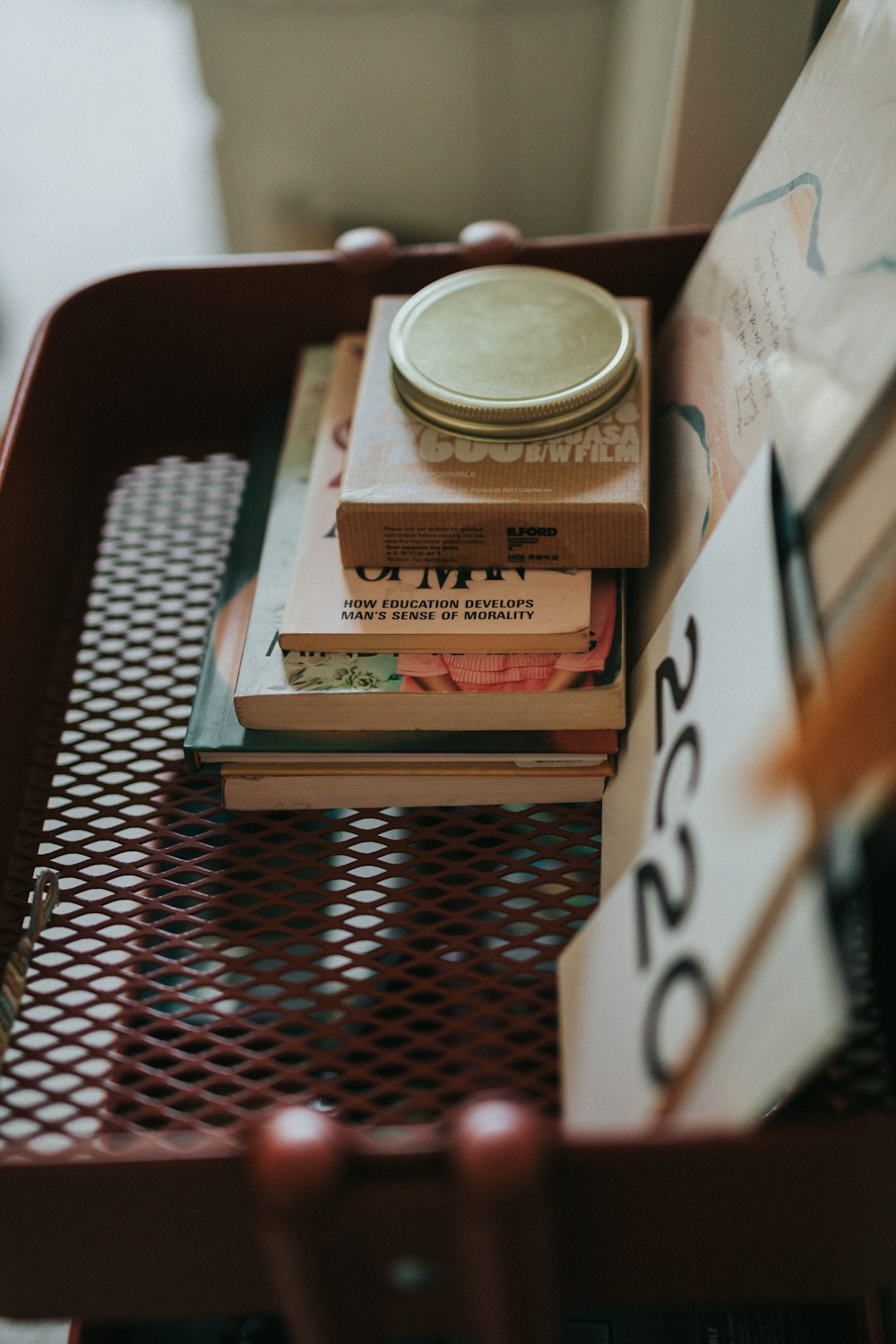 brown and white labeled box