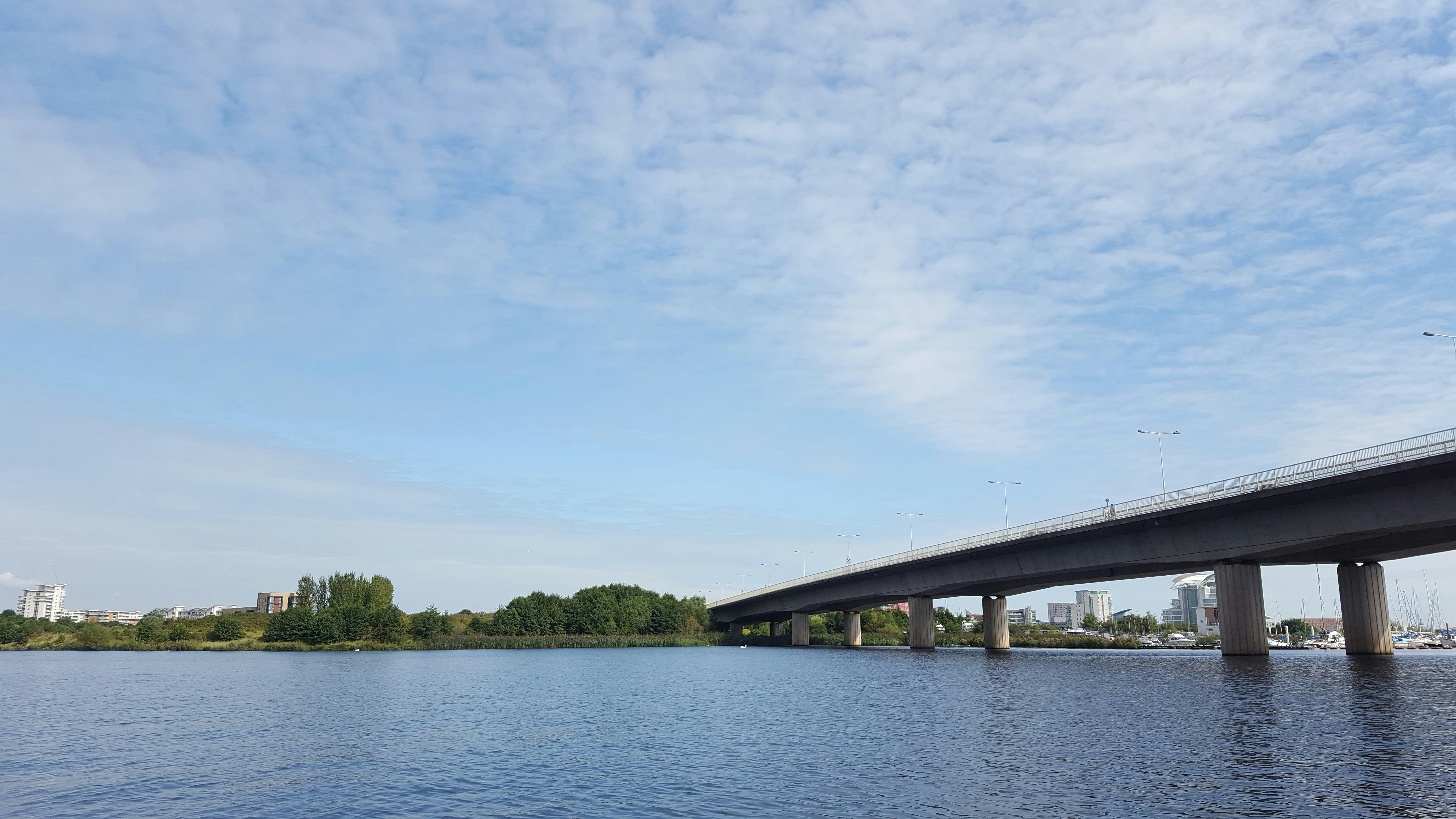 View of Cardiff Bay Bridge from River Taff