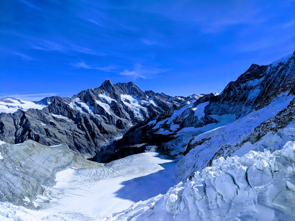 snow covered mountain under blue sky during daytime