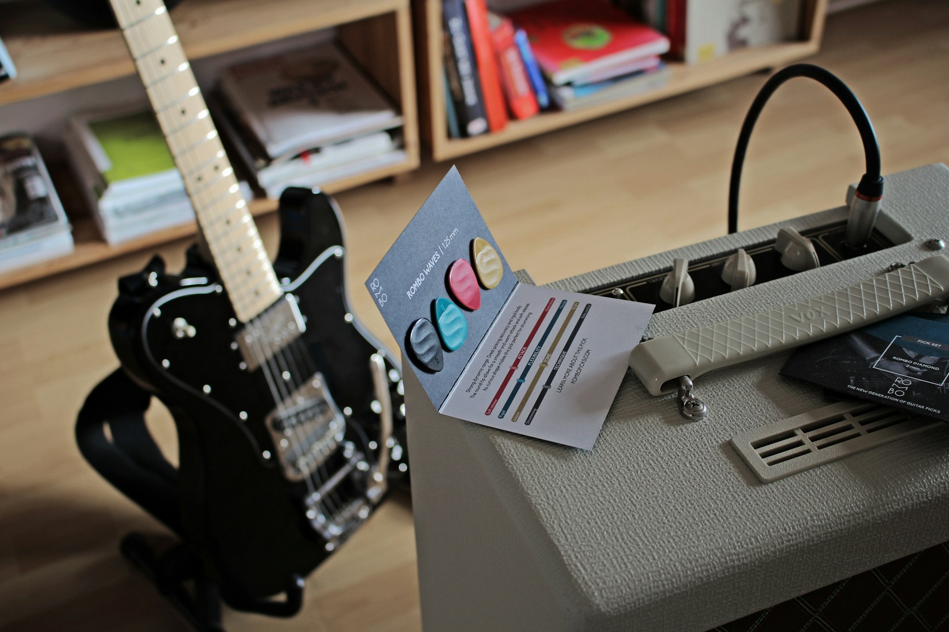 white and black electric guitar