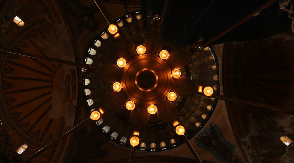 brown and yellow round ceiling