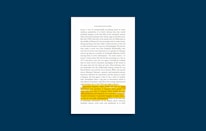 A page from a book with a section of text highlighted in yellow. The highlighted passage discusses the nature of innovation and the conditions that foster it, such as freedom to think, experiment, and the ability to trade ideas. The text appears in a serif font on a white background, bordered by a dark blue margin.