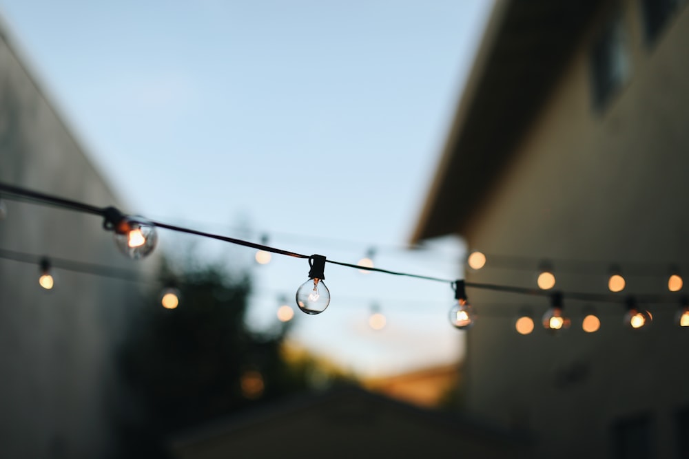 string lights in tilt shift lens