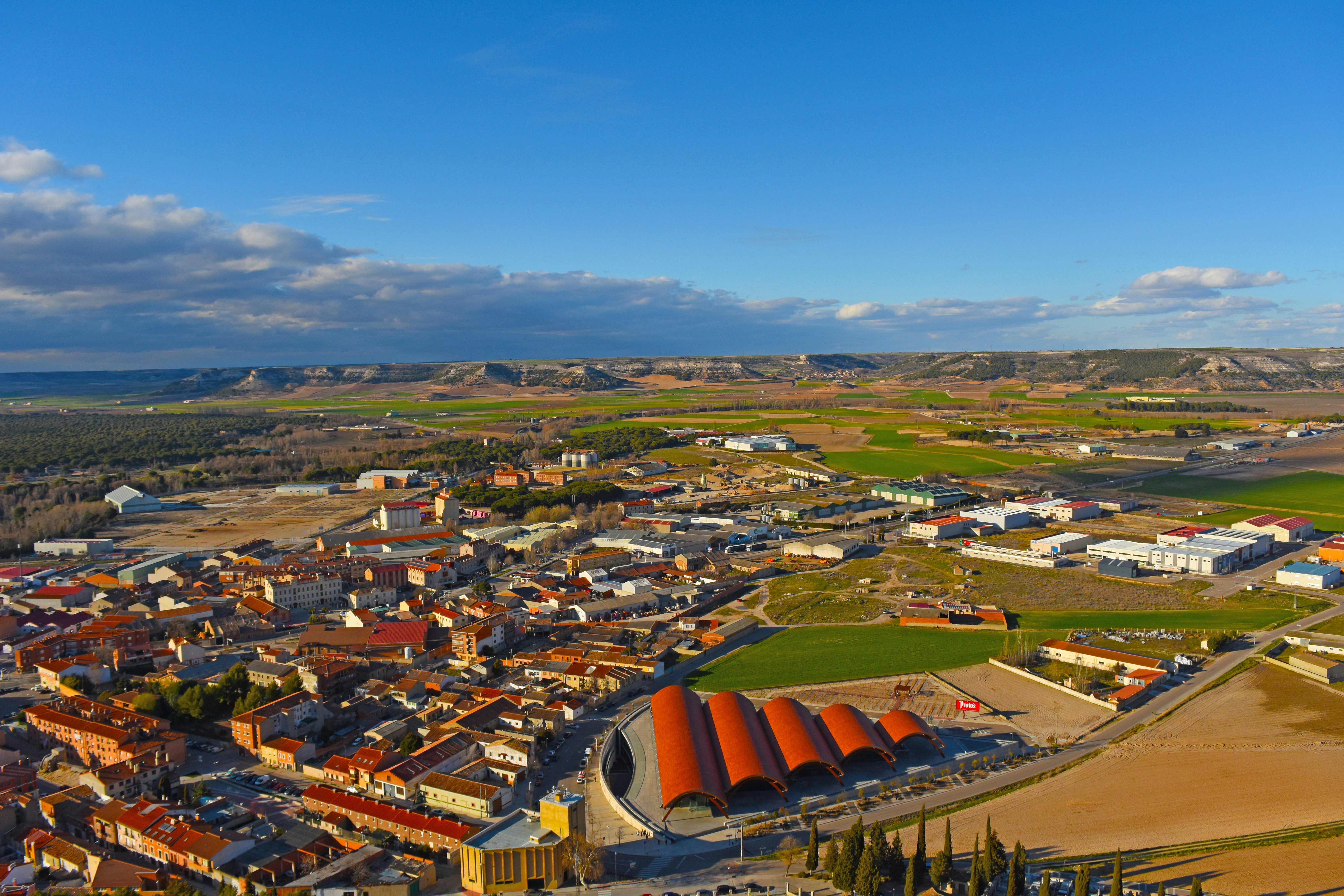 Vistas de Peñafiel desde su castillo. Bodega de Protos.