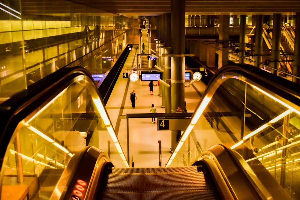 black escalator with no people