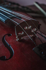 red and black violin with string