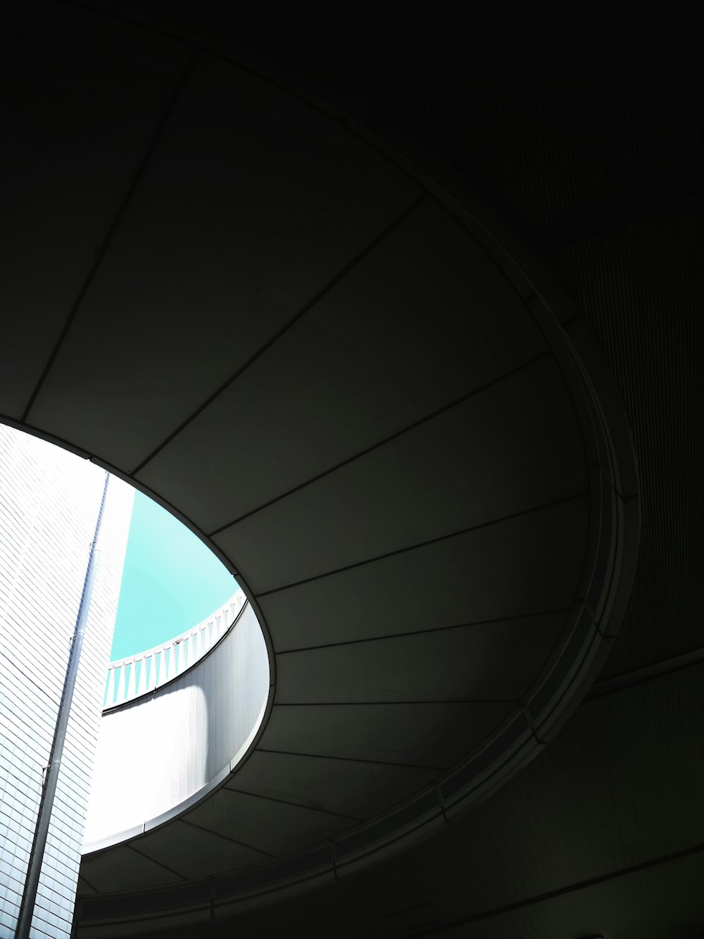 black and white spiral staircase