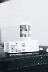white and black labeled box