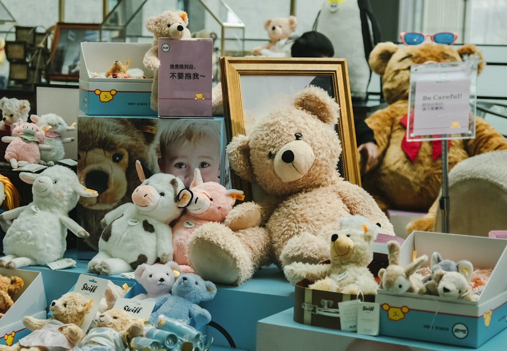 brown bear plush toy beside brown bear plush toy