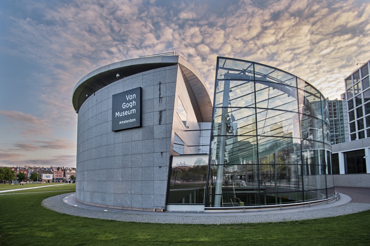 Van Gogh Museum Amsterdam exterior with visitors