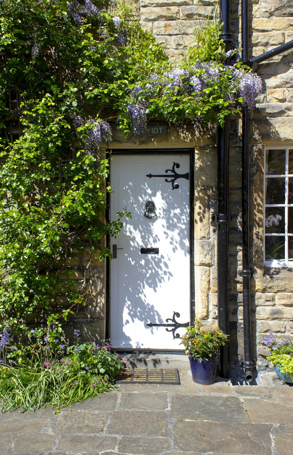 white and black wooden door