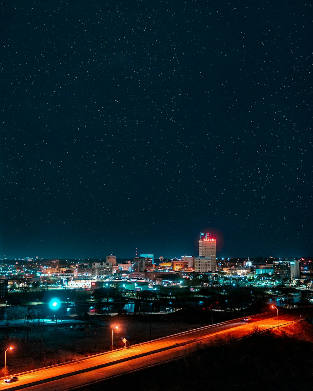 city lights during night time