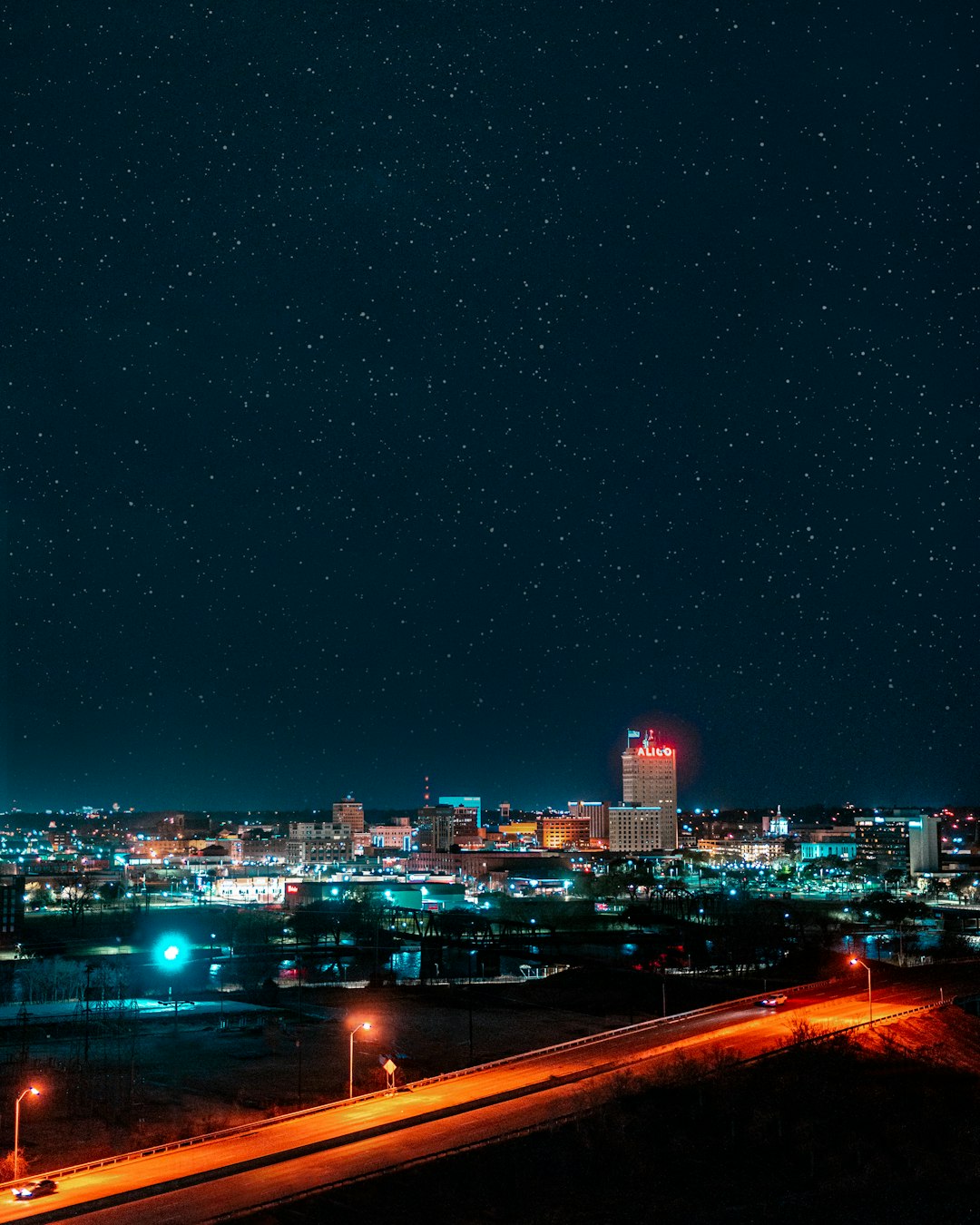 city lights during night time