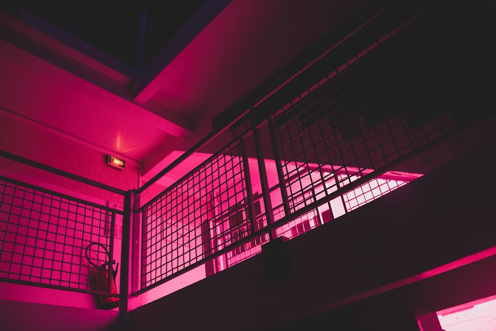 black metal railings on white ceiling