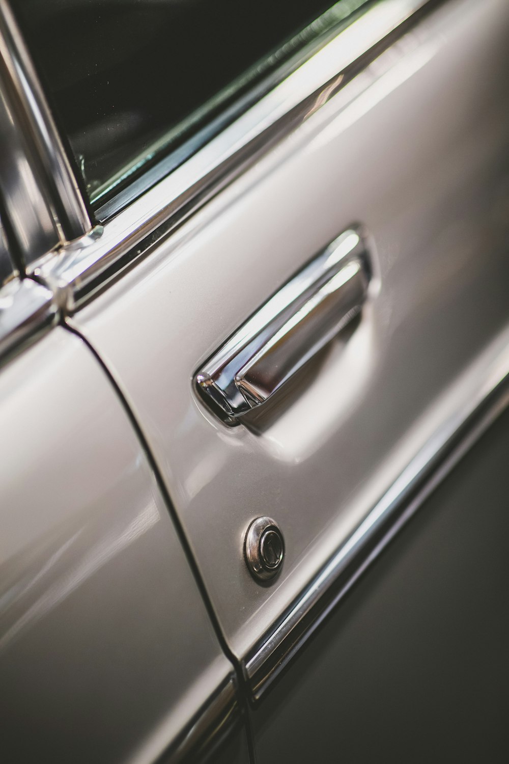 silver car door with silver handle
