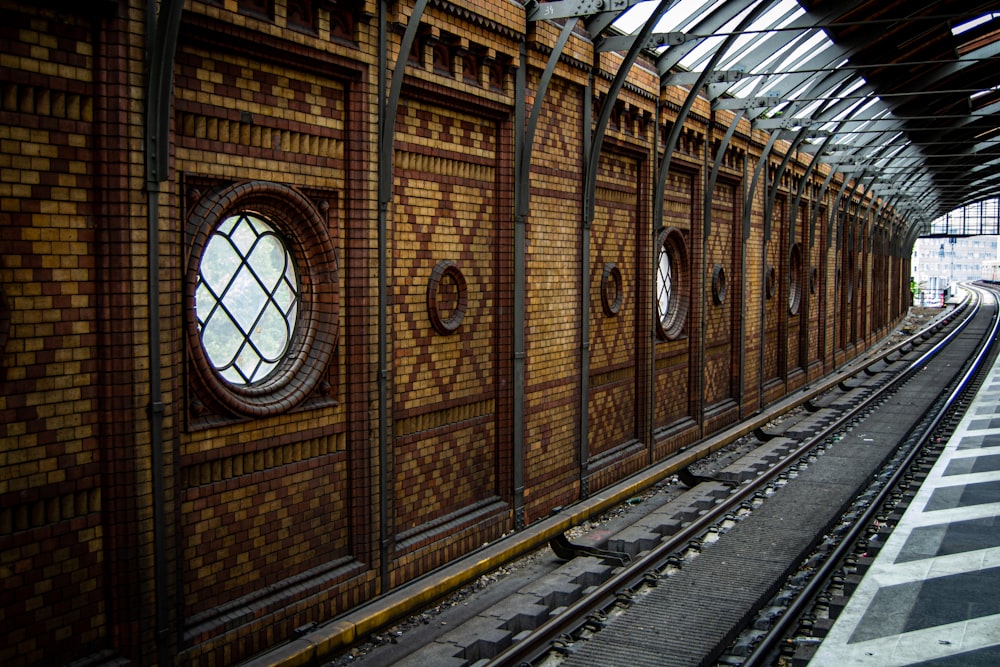 brown wooden door on train station