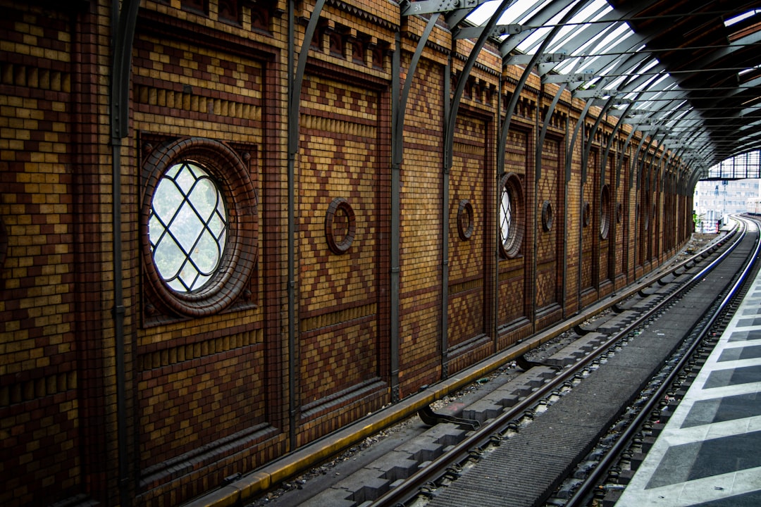 brown wooden door on train station,