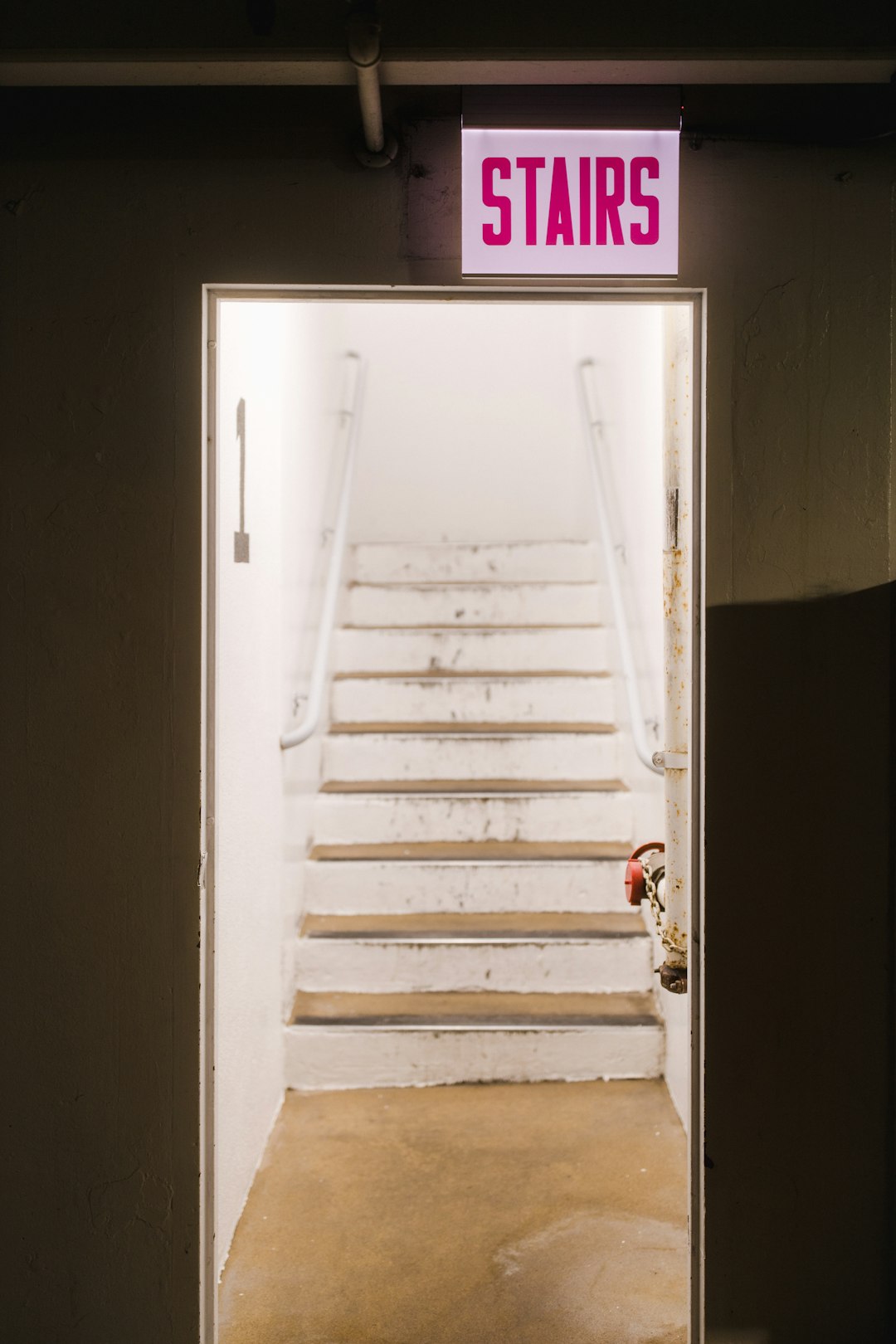 white wooden staircase with no people