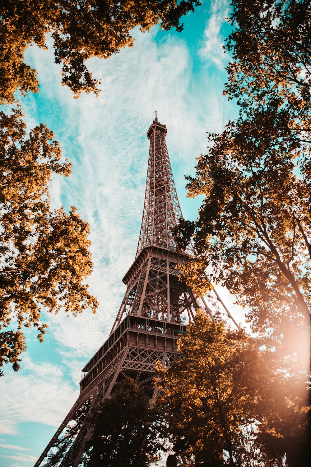 worms eye view of eiffel tower